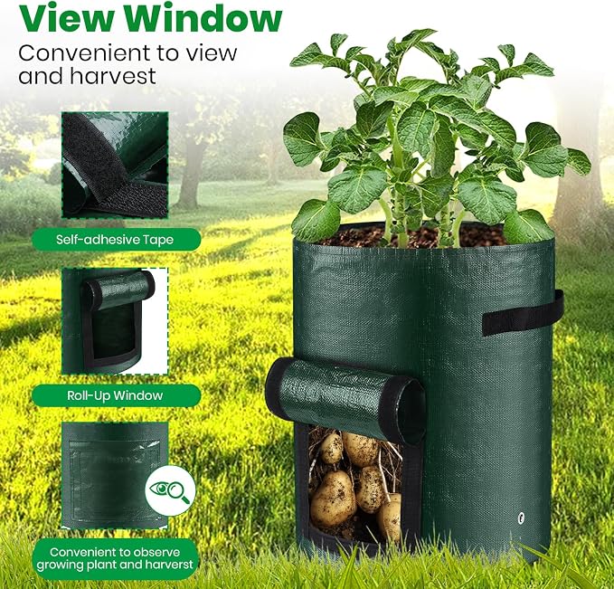 10 Gallon 3-Pack Potato Grow Bags, Heavy Duty PE Fabric Pots - Image 6