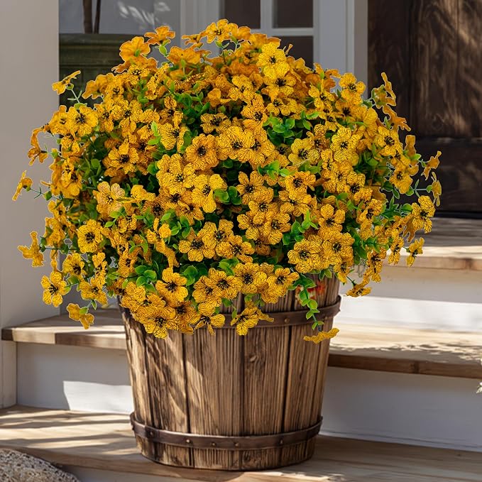 Artificial Fall Flowers for Outdoors Fake Mums by AXYLEX