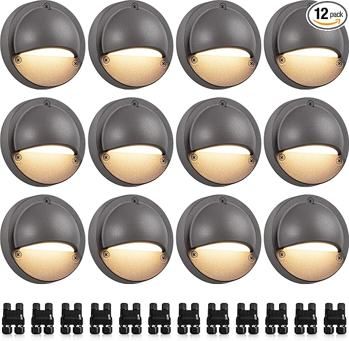 SUNVIE 12 Pack Low Voltage Deck Lights 5W LED Landscape Step Stair Lights by SUNVIE
