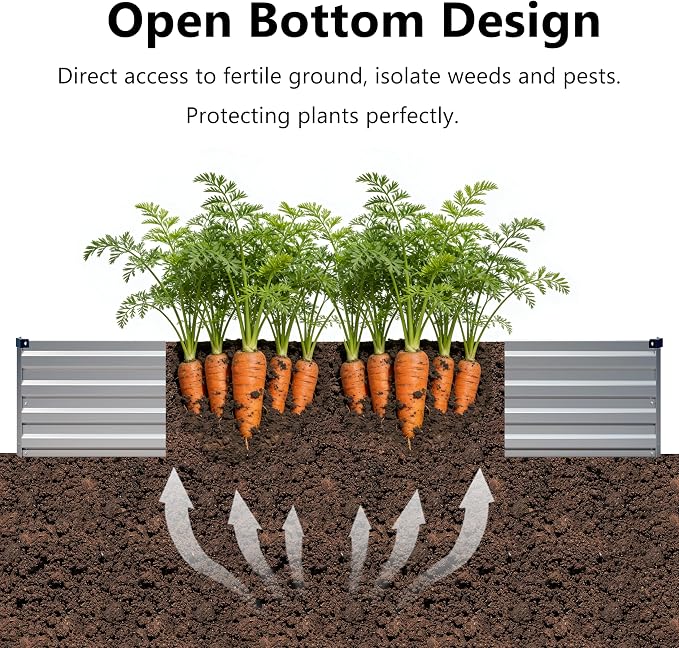 10x2x1ft Galvanized Raised Garden Bed, Outdoor Planter Boxes Metal Patio Kit - Image 4