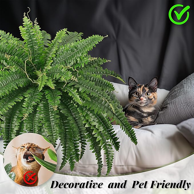 45" Fake Ferns, Realistic Large Artificial Bush Plants, 2 Artificial Boston - Image 3