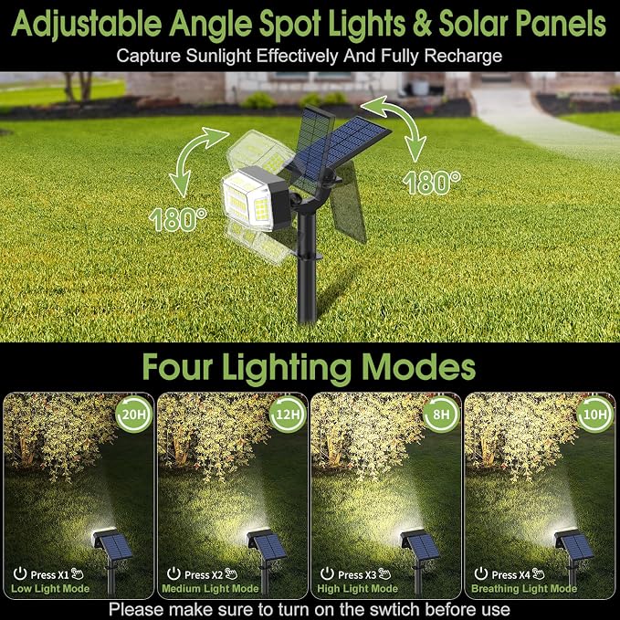 102 LED Solar Spot Lights Outdoor Waterproof IP65, Adjustable Landscape - Image 4