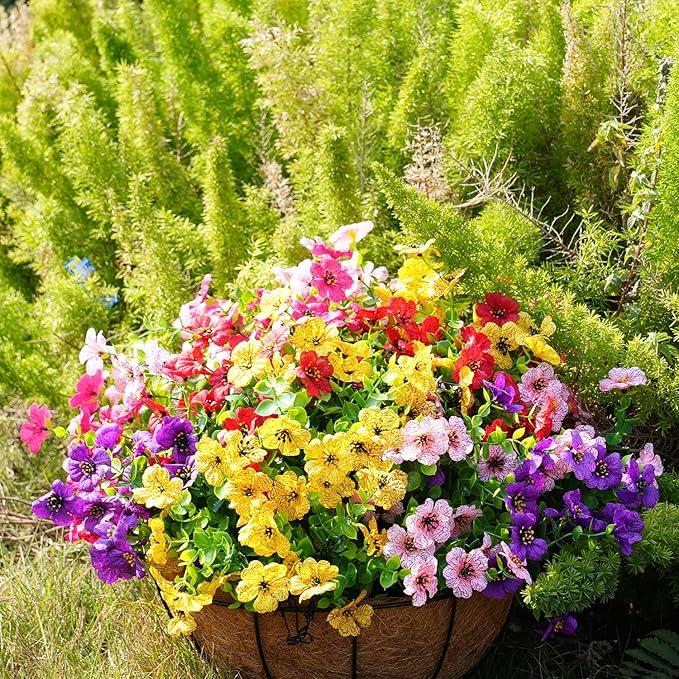 Artificial Flowers for Outdoor, UV Resistant Fake Silk Flowers, Realistic Faux - Image 4