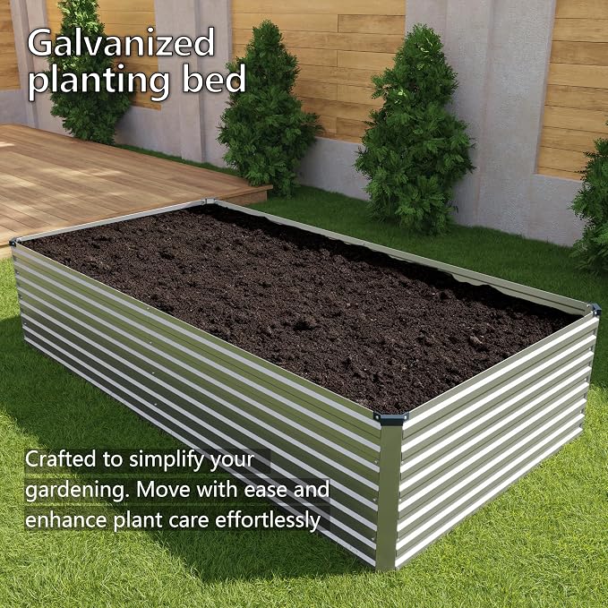 12x2x2FT Galvanized Raised Garden Bed Kit, Vegetable Plant Boxes-Rectangle - Image 7