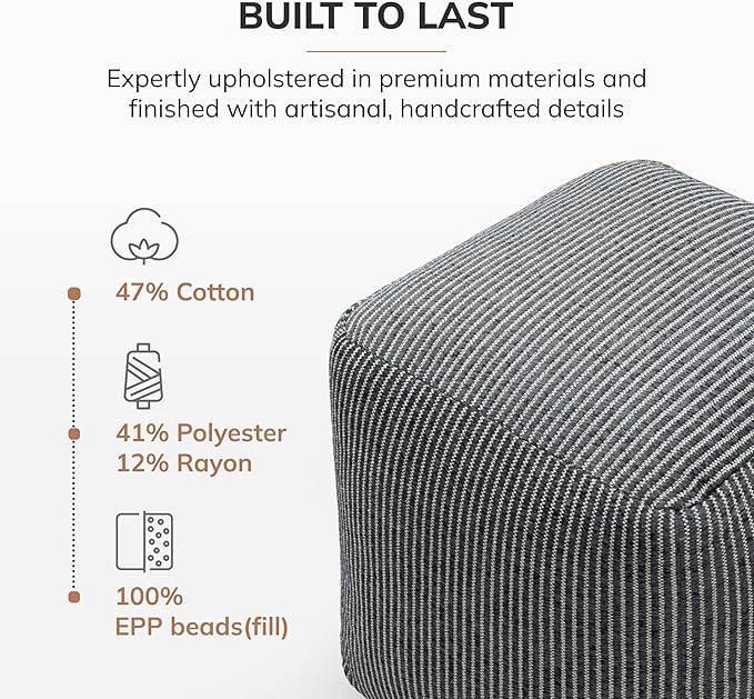 Anji Mountain 100% Handmade & Handcrafted Comfortable Home Décor Pouf Ottoman - Image 6