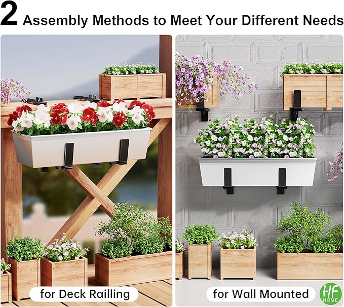 HFHOME 4PCS Adjustable Planter Window Box Planters Hanging Flower Box Holders - Image 4