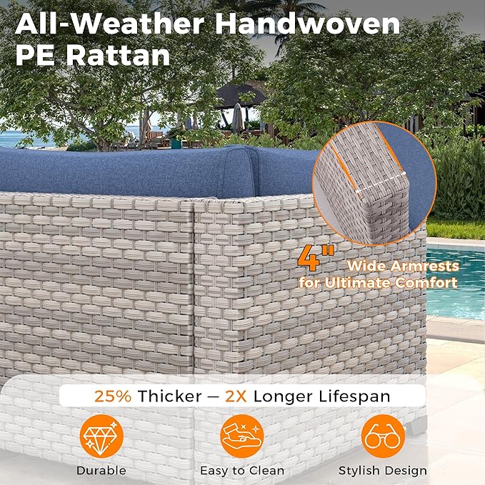 10-Seat Outdoor Wicker Patio Furniture Set - Image 4