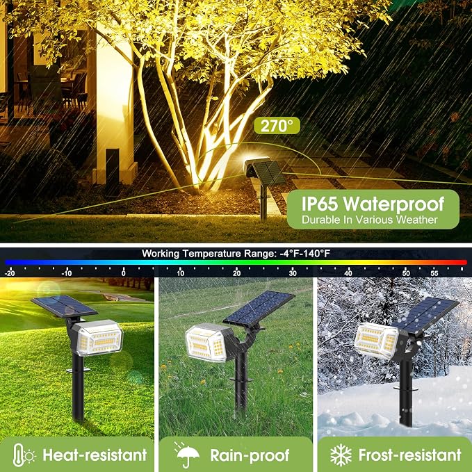 102 LED Solar Spot Lights Outdoor Waterproof IP65, Adjustable Landscape - Image 5