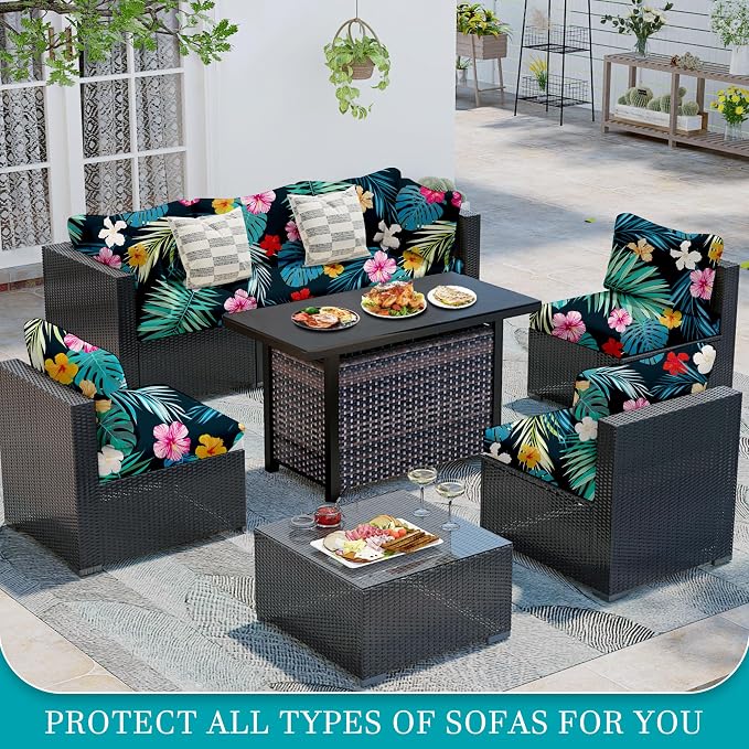 12 Pcs Stretch Patio Cushion Covers, Outdoor Couch Covers Replacement, Outdoor - Image 4