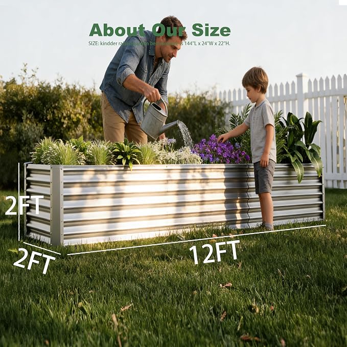 12x2x2ft Raised Garden Beds Outdoor Kit, Galvanized Planter Garden Boxes Outdoor - Image 4