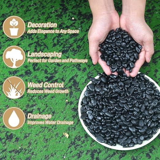 12lb Black Rocks for Planters- 1/4" - Image 3