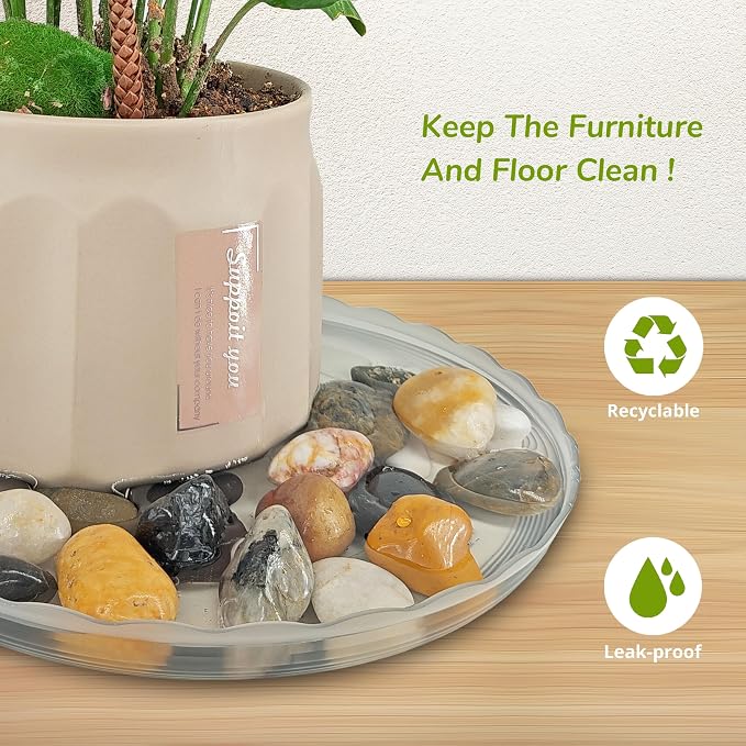 12Pcs Clear Plant Saucer, 6 8 10 Inch Durable Plastic Plant Tray, Round Plant - Image 3