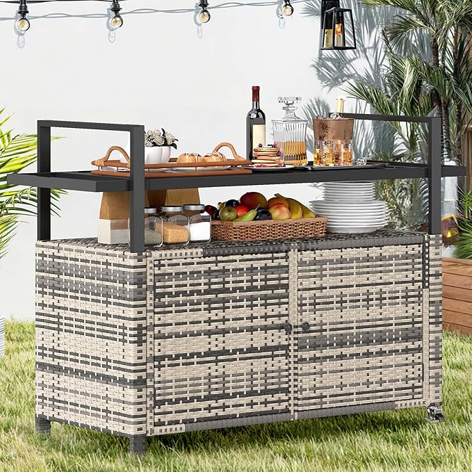 DWVO XXL Patio Storage Cabinet, Outdoor Bar Cart - Image 4
