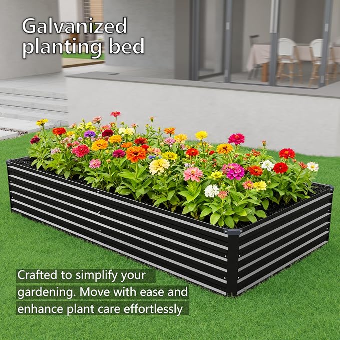 12x2x1.5FT Galvanized Raised Garden Bed, Vegetable Boxes-Rectangle Metal Flower - Image 7