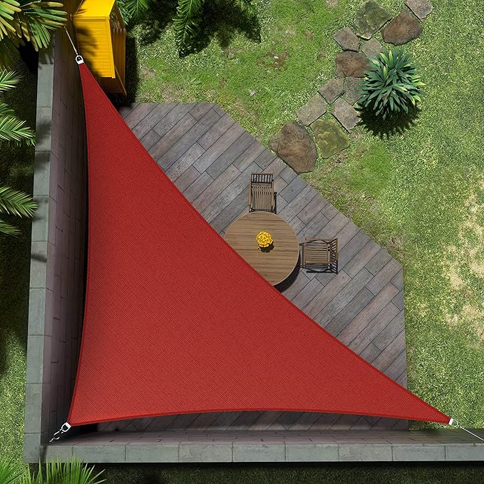 Amgo Custom Size 12' x 19' x 22.5' Red Right Triangle Sun Shade Sail UPF50+ by Amgo