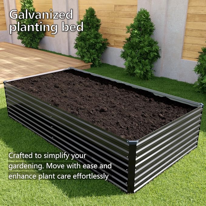 12x2x2FT Galvanized Raised Garden Bed Kit, Vegetable Plant Boxes-Rectangle - Image 7