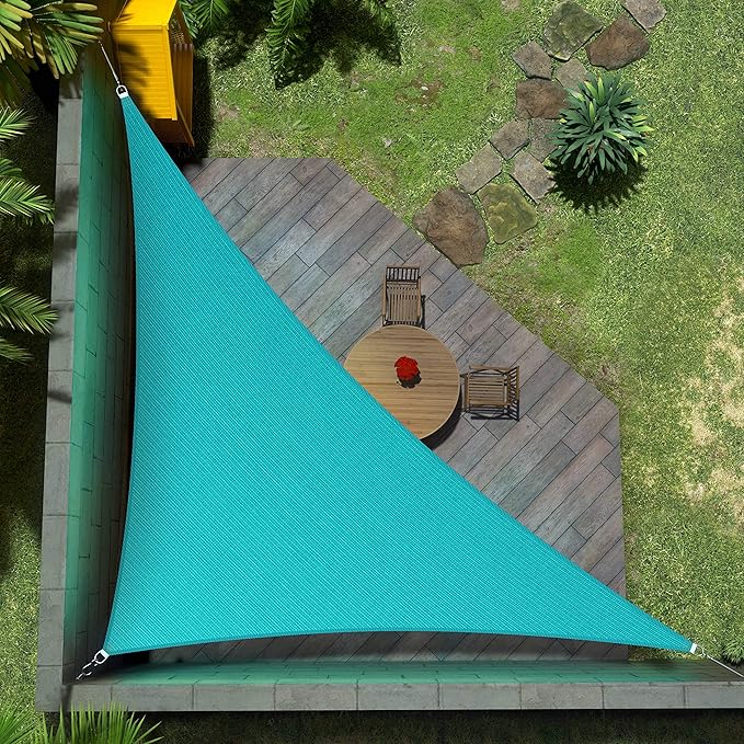 Amgo Custom Size 17' x 18' x 24.8' Turquoise Triangle Sun Shade Sail Order to by Amgo