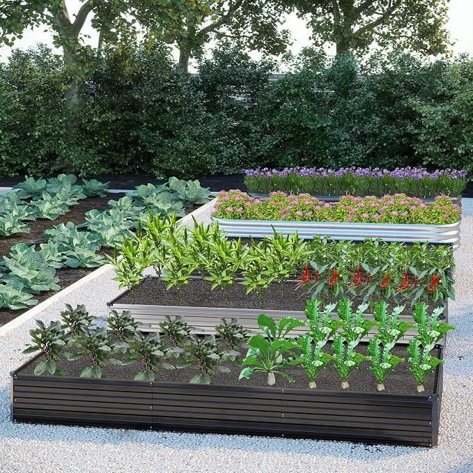 12x2x1FT Galvanized Raised Garden Bed Kit, Vegetable Boxes-Rectangle Metal - Image 8